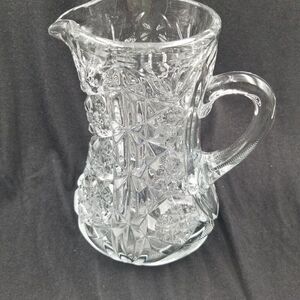 Antique ABP Cut Glass Heavy Lead Crystal Pitcher Star Flower 1886-1916 9" Tall